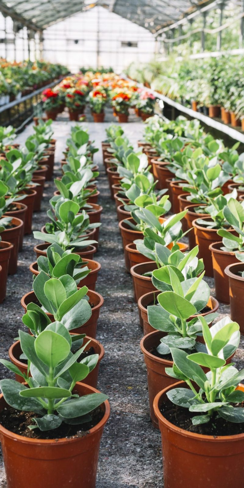 row-fresh-green-plants-pot